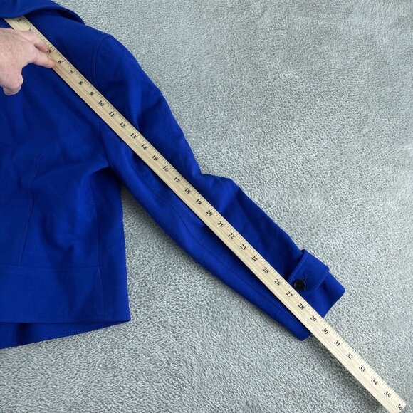 Lauren Ralph Lauren Petite Womens 6P Royal Blue Wool Blend Button-Up 3342 - Picture 4 of 9